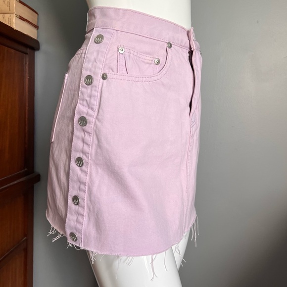 Dolls Kill x Zee Gee Why . Lilac denim micro mini skirt - Picture 2 of 15